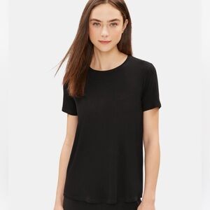 NEW Eileen Fisher Lightweight Viscose Black Jersey Tee Shirt PP/PTP XS Petite